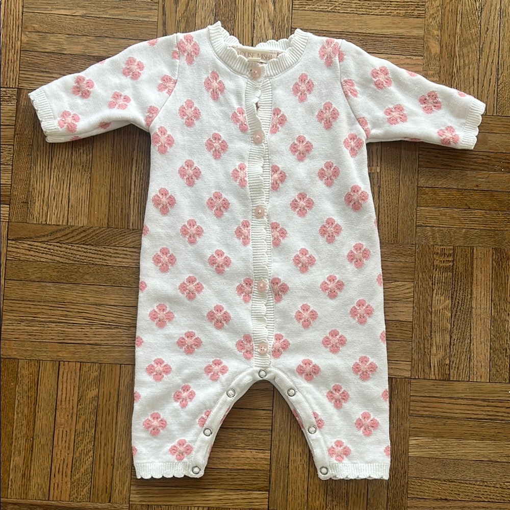 Louise Misha Knitted Onesie Floral Pink and White Size 3 Months